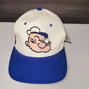 Vintage Popeye The Sailor Man American Needle Blockhead Vtg White Hat Snapback